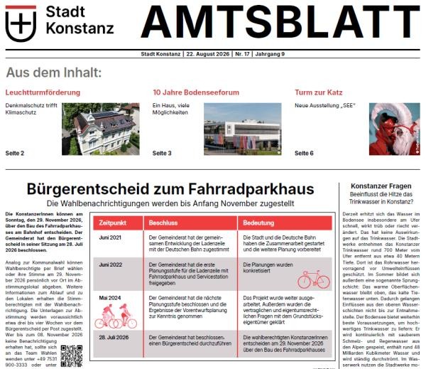 Ausschnitt aus der Titelseite des Amtsblattes Ausschnitt aus der Titelseite des Amtsblattes