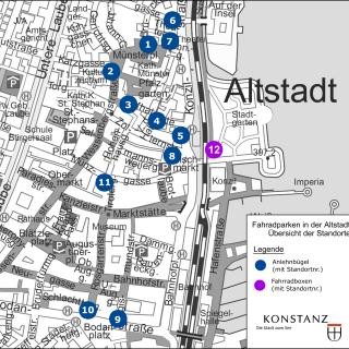 Stadtkarte mit Übersicht über die geplanten Stellplätze