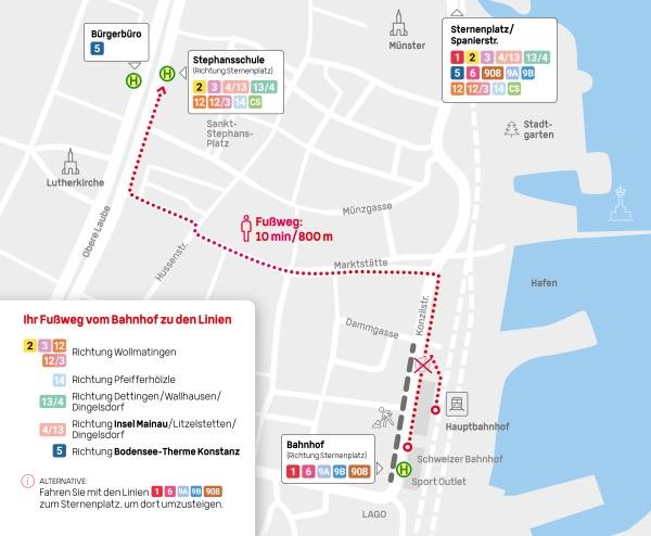 Eine Karte des Konstanzer Bahnhofareals