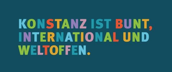 Schriftzug Konstanz ist bunt, international und weltoffen.