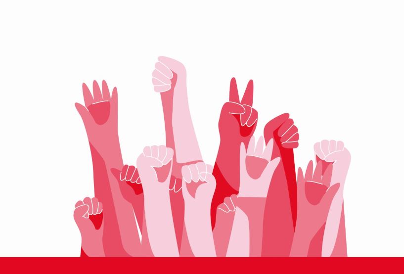 Illustration gestreckte Hände