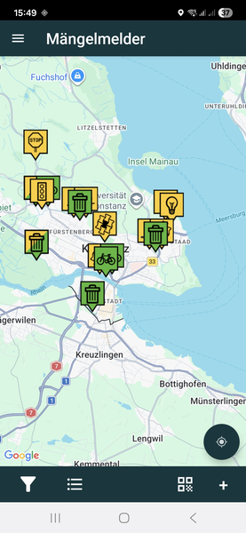 Screenshot Screenshot aus der App "Mängelmelder"