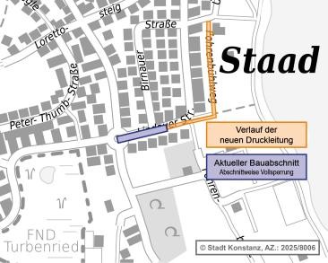 Kartenausschnitt, Bauabschnitt Lindauer Straße markiert