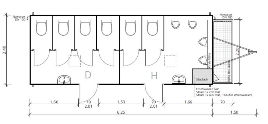 EBK WC Wagen Grundriss