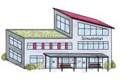 Illustration: modernes Schulgebäude