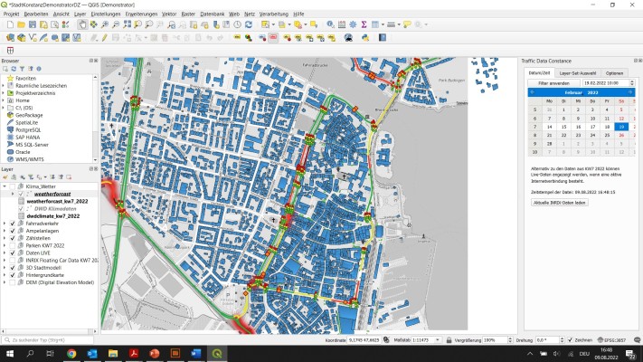 Screenshot des Demontartors für den digitalen Zwilling - Kartenansicht von Konstanz Innenstadt und Paradies