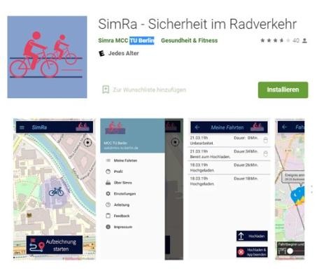Screenshot Simra Sicherheit im Radverkehr Screenshot Simra Sicherheit im Radverkehr