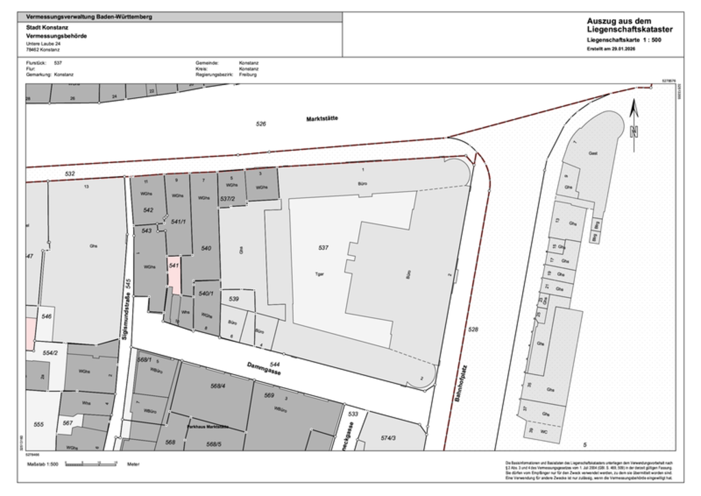 Abbildung 2: Amtlicher Lageplan im Maßstab 1:500