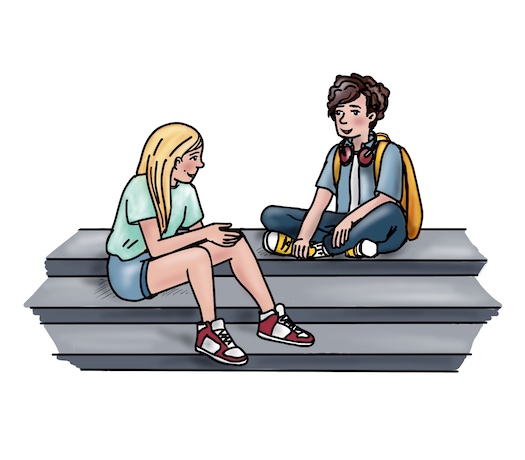 2 Jugendliche auf Treppe