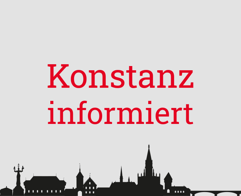 Konstanzer Skyline, darüber der Schriftzug "Konstanz informiert"