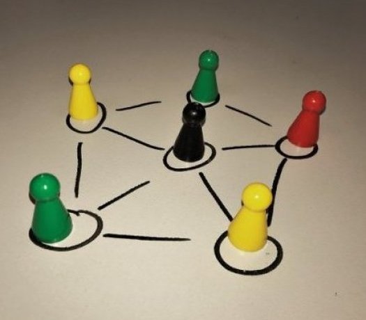 Spielfiguren mit Linienverbunden