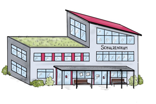 Illustration: Modernes Schulgebäude