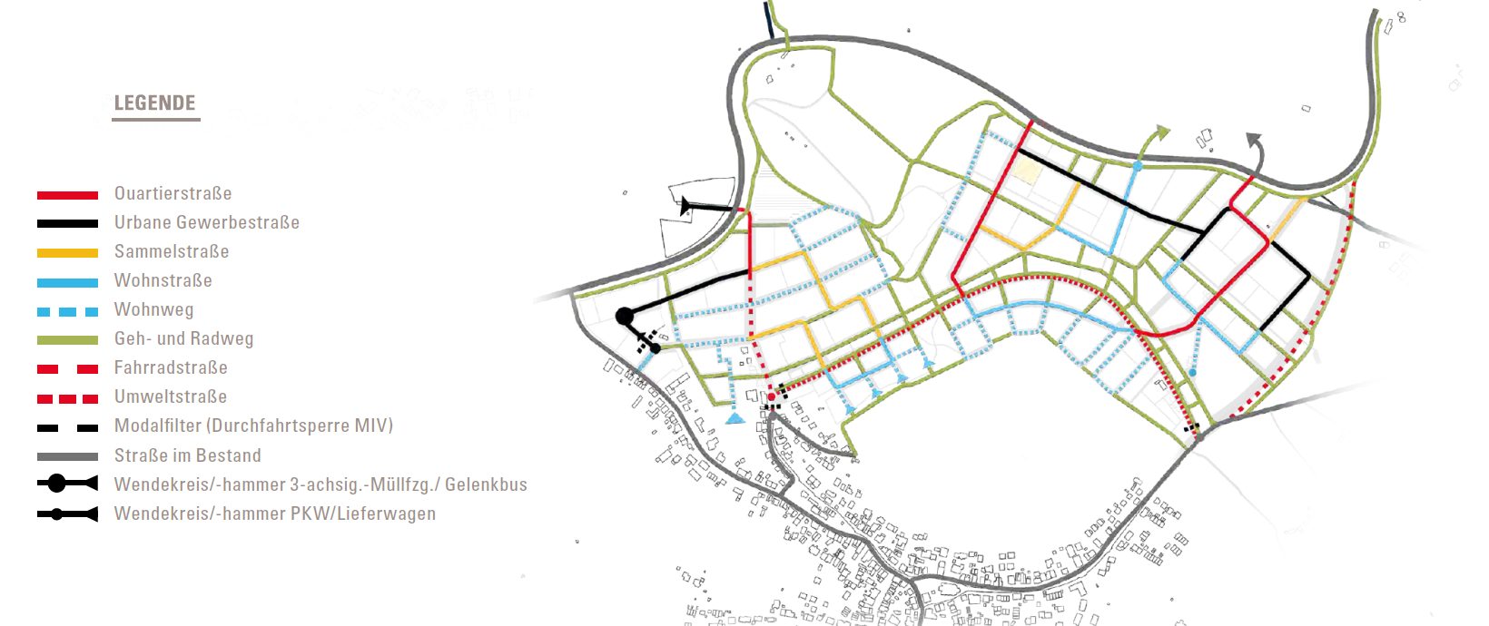 Grafik zum Mobilitätskonzept im neuen Stadtteil Hafner