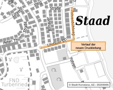 Kartenausschnitt, Bauabschnitt Lindauer Straße markiert