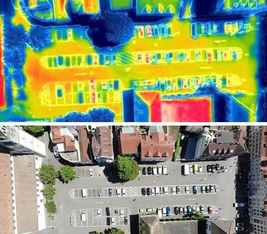 Luftbild und Wärmebild des Stephansplatzes