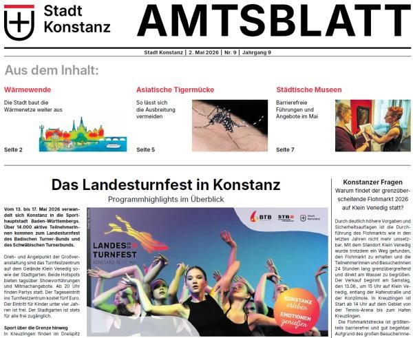 Ausschnitt aus der Titelseite des Amtsblattes