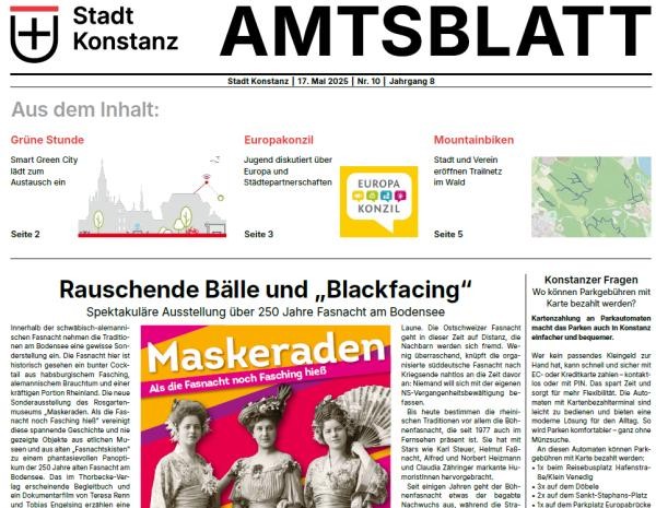 Ausschnitt aus der Titelseite des Amtsblattes