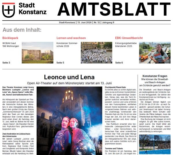 Ausschnitt aus der Titelseite des Amtsblattes