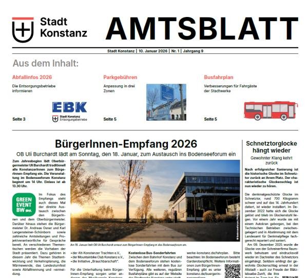 Ausschnitt aus der Titelseite des Amtsblattes