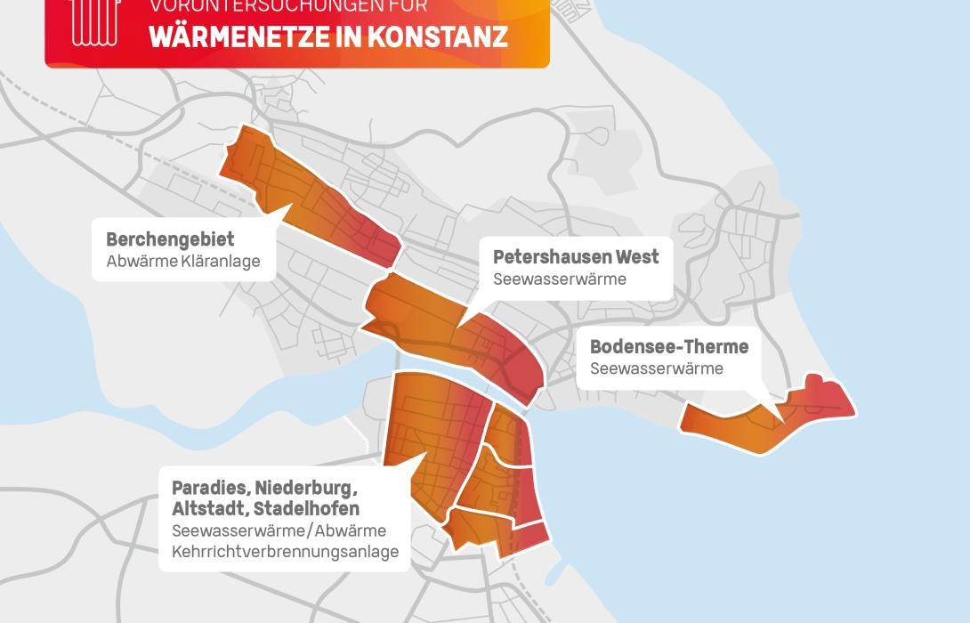 Eine Grafik vom Stadtplan Konstanz mit eingefärbten Gebieten.