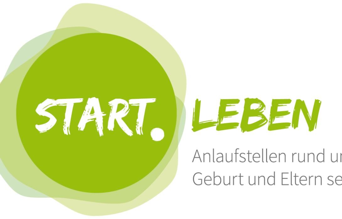 Logo der Startpunkte: "Start.punkt.Leben. Anlaufstellen rund um Geburt und Eltern sein."