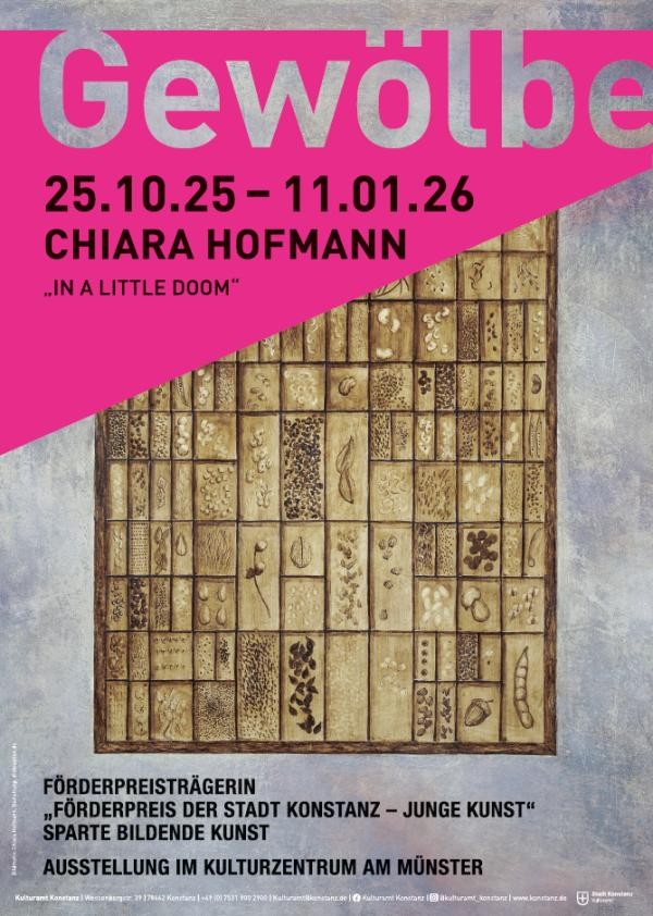 Werbeplakat zur Ausstellung "In a little doom" von Chiara Hofmann im Gewölbekeller des Kulturzentrums in Konstanz.