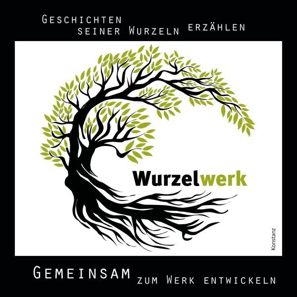 Plakat zum Projekt mit Baum, Wurzeln und Schriftzug