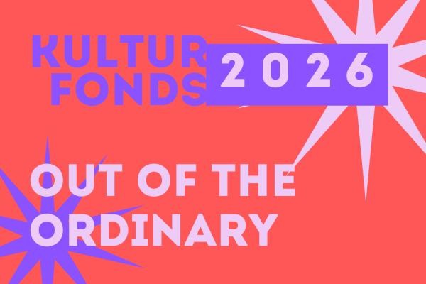 Grafik mit Text: "Kulturfonds 2026. Out of the Ordinary"