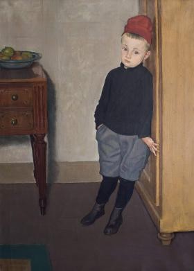 Ernst Würtenberger (1868 Steißlingen - 1934 Karlsruhe); Knabe am Schrank (Sohn Thomas); 1913; Öl auf Leinwand; 96,5 x 70,5 cm; Privatbesitz