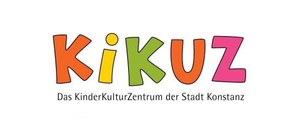 Logo des KIKUZ. Die Buchstaben KIKUZ in den Farben Orange, Gelb, Grün und Pink. Darunter Text: Das KinderKulturZentrum der Stadt Konstant