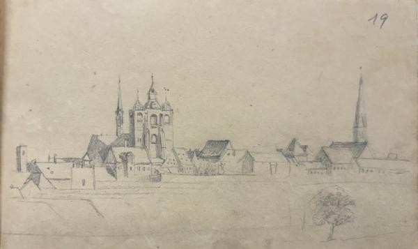 Stadtsilhouette von Konstanz aus dem Skizzenbuch von Friedrich Mosbrugger 1822. ©Rosgartenmuseum Konstanz 
