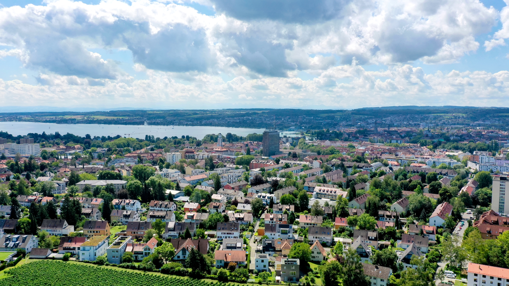 Luftaufnahme des Konstanzer Stadtteils Petershausen