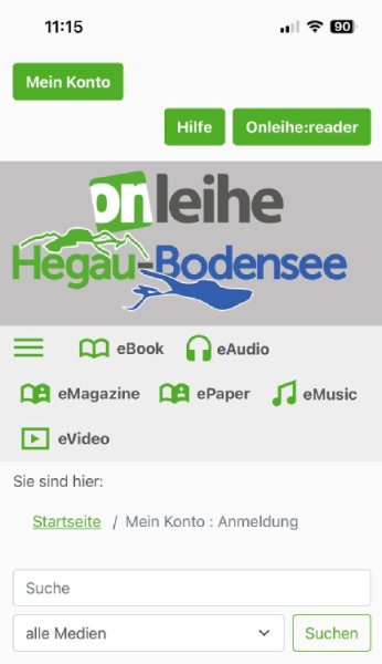 Screenshot der Onleihe Hegau-Bodensee