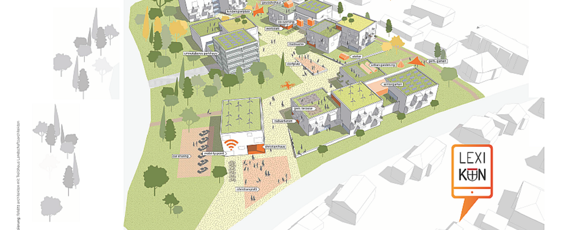 Zeichnung der geplanten Bebauung im Projekt Zukunftsstadt